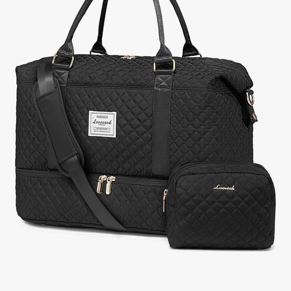 Black Quilted Women's Bag Set